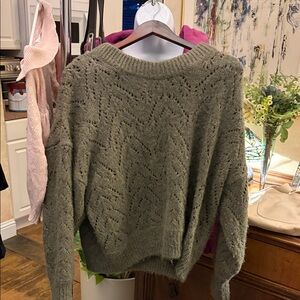 Olive old navy Open-Knit Cable Crewneck Sweater - Women